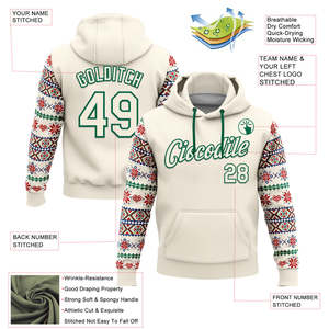 Custom Christmas Pattern Fleece Breathable Hoodie Personalized Name Number Unisex Casual Knitted Polyester Winter Sweatshirt - Product Image 2