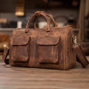 Sac de voyage en cuir véritable de qualité supérieure pour hommes – Sac de sport et de voyage grande capacité - Product Image 3