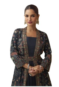 Modest Embroidery Work Polyester Chinon Women Party Evening Spring Autumn Floor Length <b>Dress</b> Middle East <b>Long</b> Sleeves Arabic - Product Image 2