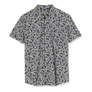 เสื้อเชิ้ตแขนสั้นพิมพ์ลายดอกไม้สำหรับผู้ชาย ปกคอพับ ผ้าฝ้ายป๊อปลินระบายอากาศได้ดี เหมาะสำหรับใส่ในฤดูร้อน - Product Image 1