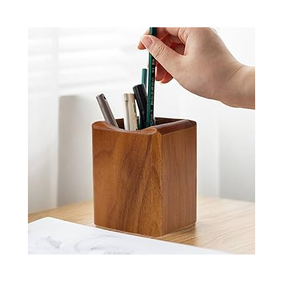 Organisateur élégant en bois poli pour stylos et crayons, idéal comme cadeau et pour le rangement des fournitures scolaires - Product Image 1