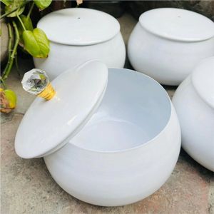 Bocaux de cuisine en métal émaillé de qualité supérieure avec plateau en treillis doré, ensemble de vaisselle et de pots à fruits pour cadeaux de mariage et décoration d'hôtel - Product Image 4