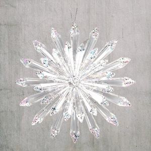 Décoration de Noël et du Nouvel An, flocon acrylique transparent scintillant, spirale 3D, glaçon, décoration en forme de flocon de neige, segment, finial, boule - Product Image 4