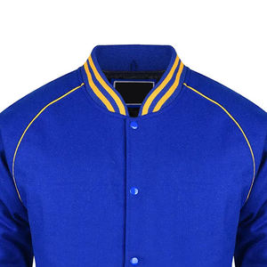 Veste varsity pour homme en laine 100% durable avec col montant et logo sur le devant, couleurs/tailles personnalisables, imperméable, coupe-vent, qualité supérieure - Product Image 6