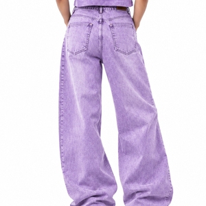 Women's Wide Leg Baggy <b>Jeans</b> Streetwear Denim Pants Casual Streetwear <b>Embroidered</b> Letter Pattern Custom Design Baggy <b>Jeans</b> - Product Image 2