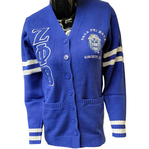 Zeta Phi Beta Sorority Embroidery Women Acrylic <b>Cardigans</b> | Sorority Embroidered Ladies Custom Style Woolen <b>Cardigan</b> <b>Sweater</b> - Product Image 1