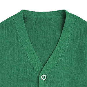 Cardigan en maille pour homme vert à col en V, boutonné, manches longues, color block, respirant, infroissable, en nylon épais, pour l'hiver - Product Image 6