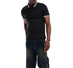 Chemises pour hommes 100% coton, logo brodé, manches courtes, polos unis pour hommes, tailles grandes pour hommes - Product Image 1