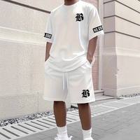 Ensemble décontracté d'été pour homme : T-shirt blanc oversize avec logo personnalisé et short assorti, respirant, 100 % polyester tricoté