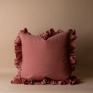 Magnifique taie d'oreiller en coton faite à la main, rose sauge, à volants, en tissu à larges rayures, avec fermeture éclair discrète, tissée à la main, pour la maison, l'hôtel, Noël - Product Image 2