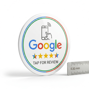 Tarjeta de reseñas de Google de PVC troquelada redonda personalizada, adhesiva, con código QR, para comentarios de negocios, tarjeta inteligente - Product Image 2