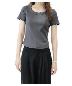 Womens Cropped Short Length Tshirt 180gsm O-neck Slim Fit Custom logo Screen Print Streetwear Knitted Women <b>Top</b> - Product Image 1