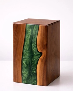 Handmade Rosewood Cremation Urn Green River Resin <b>Memorial</b> <b>Keepsake</b> Green River Memory Urn Peaceful River Ashes Urn - Product Image 2