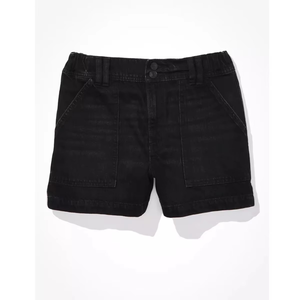 Black Color Boyfriend Fashion Wholesale Ladies Sexy Waist <b>Jeans</b> for Women's Cotton Double <b>Button</b> Plain Hem Denim Shorts - Product Image 6