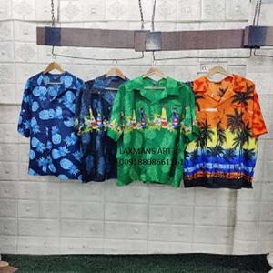 Chemises en rayonne imprimées pour hommes LAXMANS KUR-040, motifs hawaïens, impression numérique, polyester, vêtements indiens et pakistanais en gros - Product Image 1
