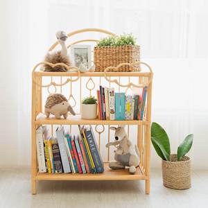 Wholesale Eco Friendly Rattan <b>Shelving</b> Bohemian Style <b>Storage</b> Rack Cute Rainbow Shape Kids Bedroom Organizer Display Stand <b>Unit</b> - Product Image 4