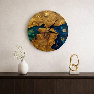 Modern Large Wall <b>Clock</b>, Unique Wood & Epoxy Art Deco Living Room Wall <b>Clock</b> - Product Image 5