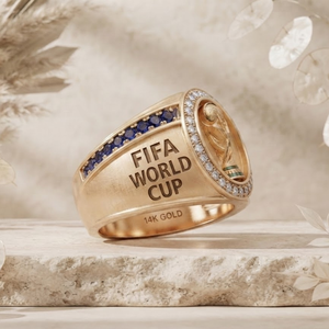 Soccer Champion Ring 2026, Moissanite 14K Gold Championship Jewelry, Football <b>Trophy</b> Inspired Ring, Sports Fan Collectible - Product Image 2