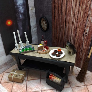1:12 Scale Halloween <b>Miniature</b> Furniture Snacks & Desserts in Wood & Paper for DIY Dollhouse Halloween Decoration - Product Image 2