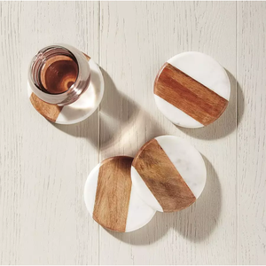 Ensemble de sous-verres en marbre finition luxe, écologiques, durables, lavables, en pierre naturelle, style moderne pour la maison - Product Image 3