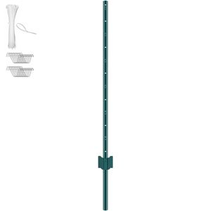 Pali per Recinzione in Metallo Resistenti da 2,1 m, Confezione da 10, Pali a T Verdi Anti-Roditore da 1,2 m per Sicurezza Domestica, Recinzioni Versatili in Filo Metallico - Product Image 1