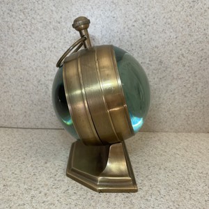 Vintage Brass Desk & <b>Shelf</b> Marine Clock with Compass Bubble Glass Magnified Globe Table Clock Antique Nautical Home Office Decor - Product Image 4