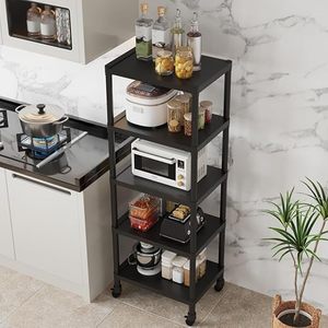 Estante de Almacenamiento Metálico Minimalista de 5 Niveles con Ruedas, Tipo Vertical, para Guardar Artículos Diversos en la Sala de Estar - Product Image 3