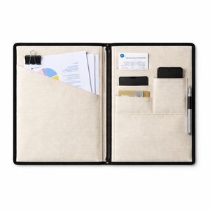 Carpeta Organizadora de Documentos Corporativos Ecológica de Yute Blanco y Negro Premium con Cierre de Botón - Product Image 5