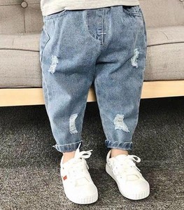 Jeans en denim délavé blanc décontracté pour garçons et filles, coupe slim, pour tout-petits de 2 à 5 ans, vêtements d'automne, délavage moyen - Product Image 1