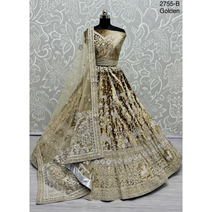 Collections de velours de vêtements de mariée indiens pour la mariée avec le travail de Zarkhan par Fabzone - Product Image 2