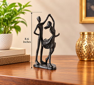 Sculpture artisanale en bronze noir de couple dansant, figurine élégante et romantique, statue artistique en métal pour la décoration de la maison ou du bureau - Product Image 3