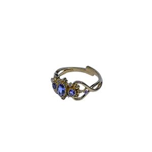 Bague classique pour femme en argent sterling 925 plaqué or avec pierres précieuses aigue-marine et topaze blanche, idéale pour les mariages - Product Image 1