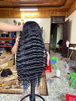 Vente en gros 13x4 pleine dentelle frontale perruques pour les femmes noires sans colle vague profonde brut cheveux indiens perruques naturel dentelle avant perruque de cheveux humains