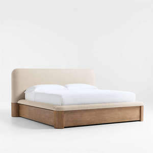Nordic Modern Solid Wood Platform <b>Bed</b> with Side Storage Drawers Soft Boucle Upholstered Headboard <b>Queen</b> King <b>Size</b> - Product Image 1