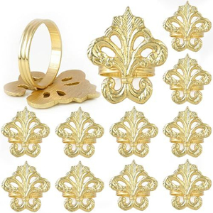 Stylish Gold Flower Napkin Rings Wholesale Elegant Metal Rhinestone Napkin Holder For <b>Wedding</b> Banquet Hotel Table Accessories - Product Image 6