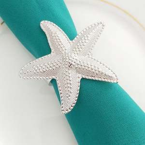 Anneaux de serviette en métal doré en forme d'étoile de mer, décoration de table méditerranéenne - Product Image 3