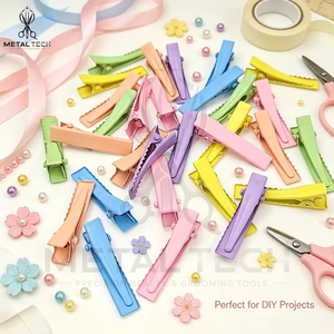 Pinces à cheveux professionnelles en métal couleur pastel antidérapantes pour salon, ensemble de barrettes de séparation type bec de canard, outils de coiffure pour coiffeur - Product Image 3