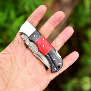 Cuchillo de Bolsillo Plegable de Acero de Damasco RTS Jungle con Mango de Madera para Supervivencia al Aire Libre y Caza - Product Image 2