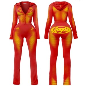 2026 Customized <b>Women's</b> Casual Solid Sewatsuits <b>Jacket</b> and Pants Set Skinny Fit Zipper Eco-Friendly Cotton 2 Piece Pants Set - Product Image 6