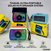 Haut-parleur solaire portable T24SUN avec basses puissantes, radio FM extérieure, rechargeable USB TF, vente en gros OEM pour le marché africain