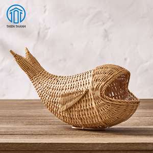 Escultura Decorativa de Sardina Tejida a Mano en Mimbre, Figura de Pescado de Mimbre Natural, Decoración de Mesa, Decoración Costera para el Hogar, Regalo - Product Image 1