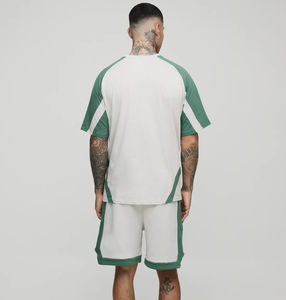 Conjunto deportivo de 2 piezas para hombre, 100% algodón grueso, con logo impreso personalizado, estilo streetwear, en contraste. - Product Image 5