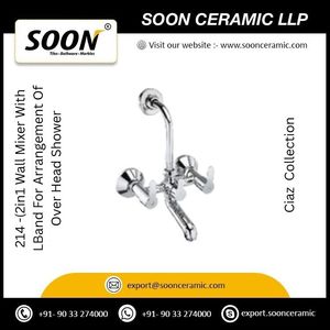 214 2in 1 wall Mixer With L Bend for Arrangement Of Overhead Shower Tap Single Handle Ceramic Valve Core Watermark - Product Image 5