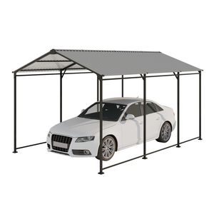 Auvent de garage en métal de toit en acier galvanisé robuste de 10 à 15 pieds pour voitures, bateaux, camions-couleur grise du hangar de stockage extérieur - Product Image 5