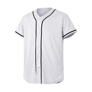 Chemise de baseball unie pour hommes et femmes, t-shirt décontracté à manches courtes et boutons - Product Image 1