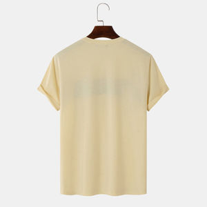 Breathable Soft Casual Streetwear <b>Men</b> Plain Oversized <b>T</b> <b>Shirt</b> Custom Logo Printing <b>Striped</b> Knitted Anti-Wrinkle Breathable - Product Image 3