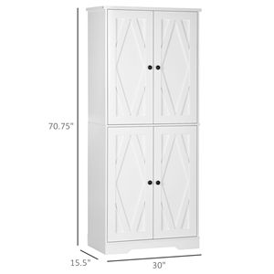 Armadio Dispensa Moderno Stile Fattoria a 4 Ante Bianco con Ripiani Regolabili - Product Image 3
