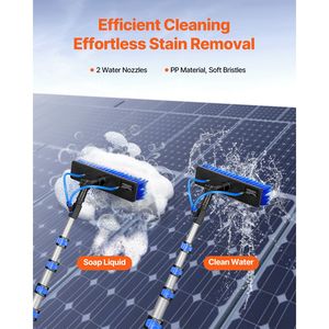 Kit de nettoyage de panneaux solaires avec perche télescopique de 24 pieds, tuyau de 65,6 pieds, tête de brosse rotative à 180 degrés, machine de nettoyage de panneaux solaires - Product Image 2