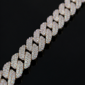 Hiphop Moissanite Men <b>Chain</b> 925 Sterling Silver <b>Iced</b> <b>Out</b> Baguette Diamond VVS Moissanite Cuban <b>Chain</b> Zig Zag Link Necklace - Product Image 4