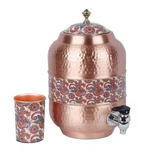 Elegant Enamel Printed Copper Water <b>Dispenser</b> Designer Water Storage Unit with Tap Perfect for Home Kitchen and Hospitality - Product Image 6